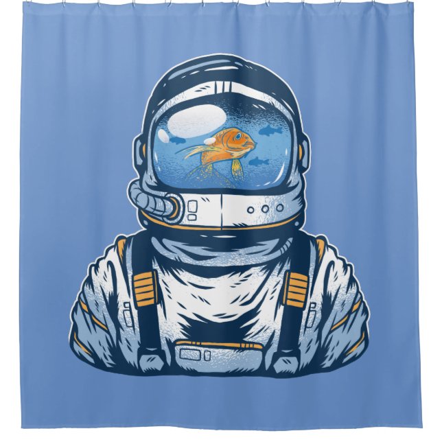 Goldfish Astronaut Duschvorhang (Vorderseite)