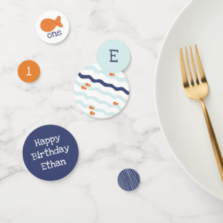 Goldfish Birthday Blue Orange White Confetti Konfetti