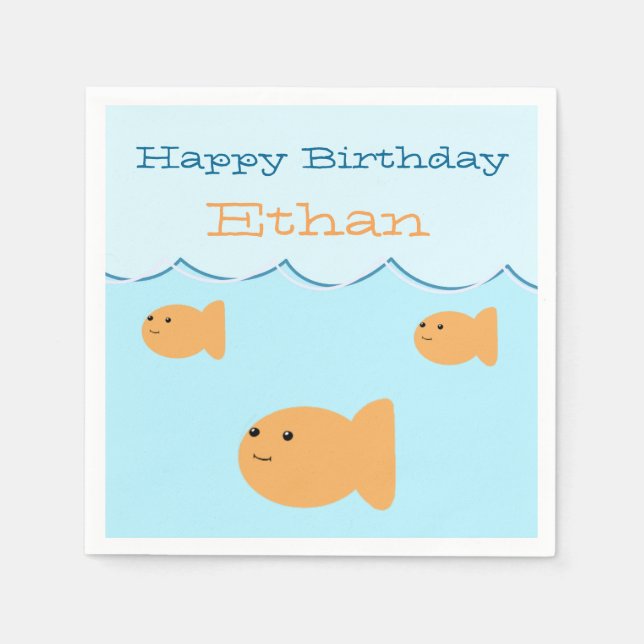 Goldfish Birthday Party Personalisiert Napkins Serviette (Vorderseite)
