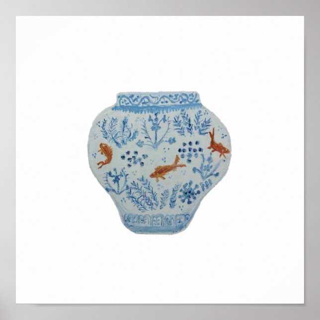 Goldfish Blue White Ginger Jar Art Print Poster (Vorne)