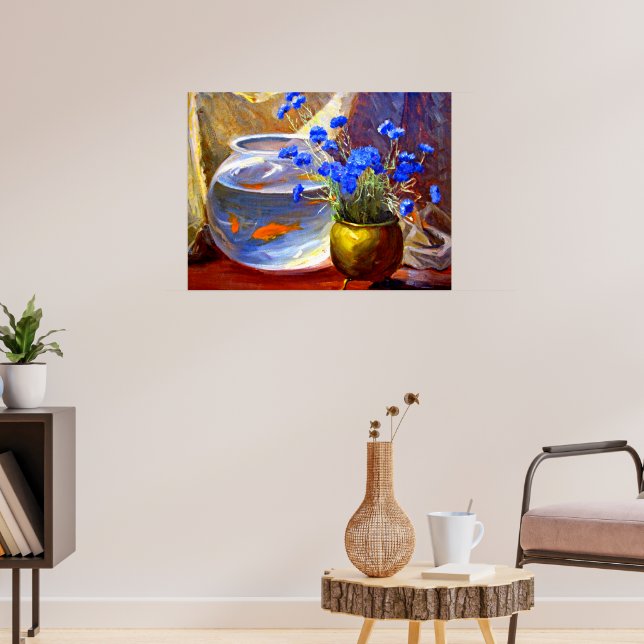 Goldfish Bowl und Blume Poster (Wohnzimmer 3)