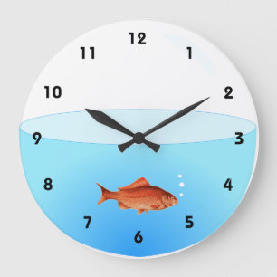 Goldfish Bowl Wall Clock with numbers Große Wanduhr