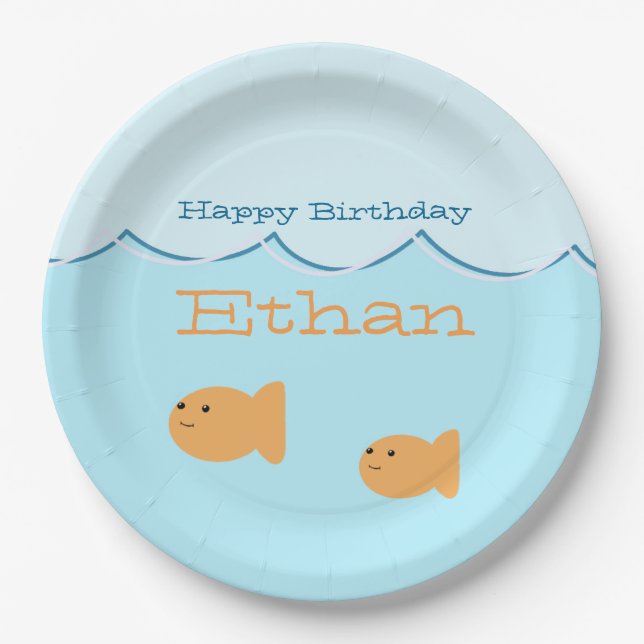 Goldfish-Geburtstags-Party-Papier-Teller Pappteller (Vorderseite)