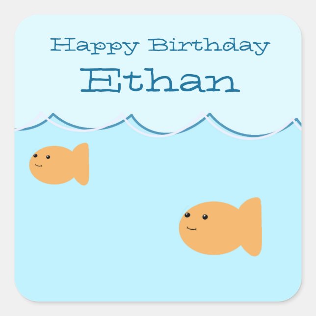 Goldfish Geburtstagspartei Custom Stickers (Vorderseite)