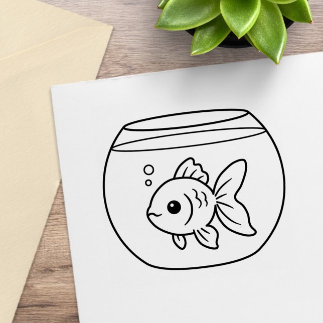 Goldfish in einem Fischschüssel Farbe Ich Gummistempel (Von Creator hochgeladen)