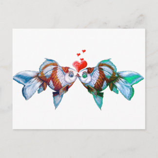 Goldfish Kiss Postkarte
