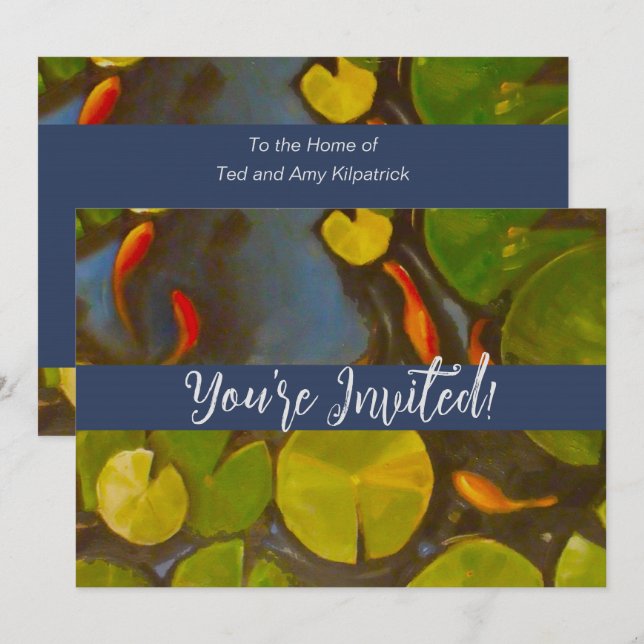 Goldfish Koi Pond Water Lilies Einladung (Vorne/Hinten)