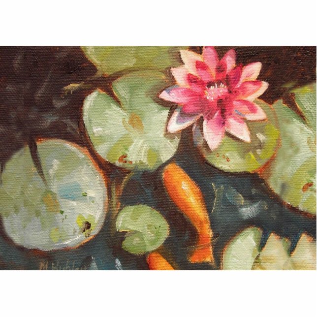 Goldfish Koi Pond Water Lilies Fotoskulptur Magnet (Vorne)
