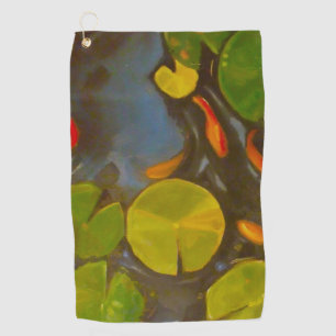 Goldfish Koi Pond Water Lilies Golfhandtuch