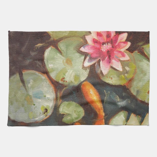 Goldfish Koi Pond Water Lilies Küchentuch (Horizontal)