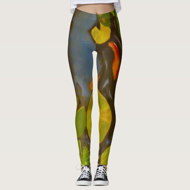 Goldfish Koi Pond Water Lilies Leggings (Vorderseite)