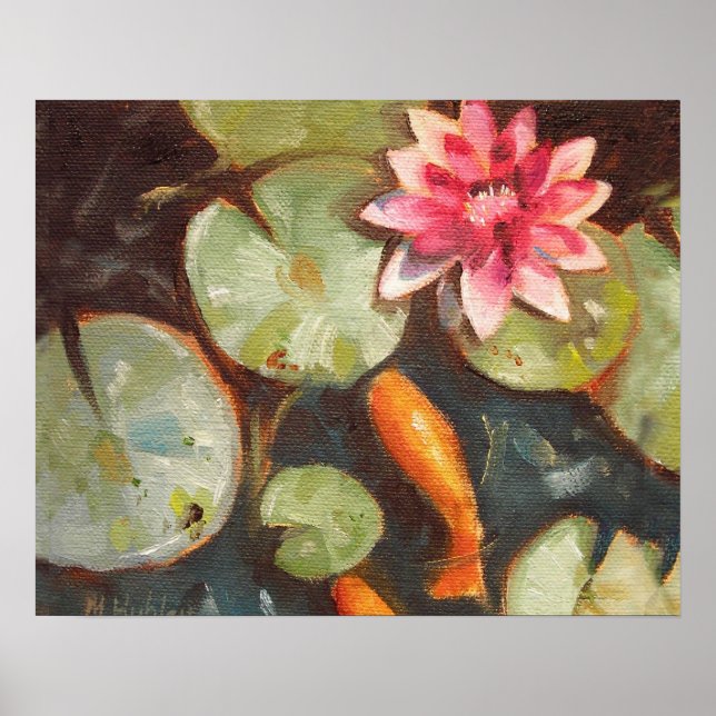 Goldfish Koi Pond Water Lilies Poster (Vorne)