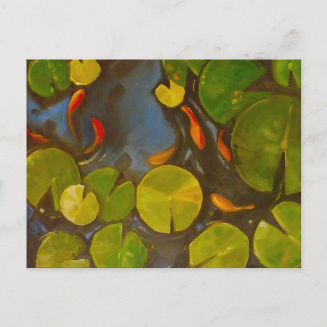 Goldfish Koi Pond Water Lilies Postkarte (Vorderseite)