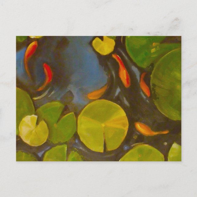 Goldfish Koi Pond Water Lilies Postkarte (Vorderseite)