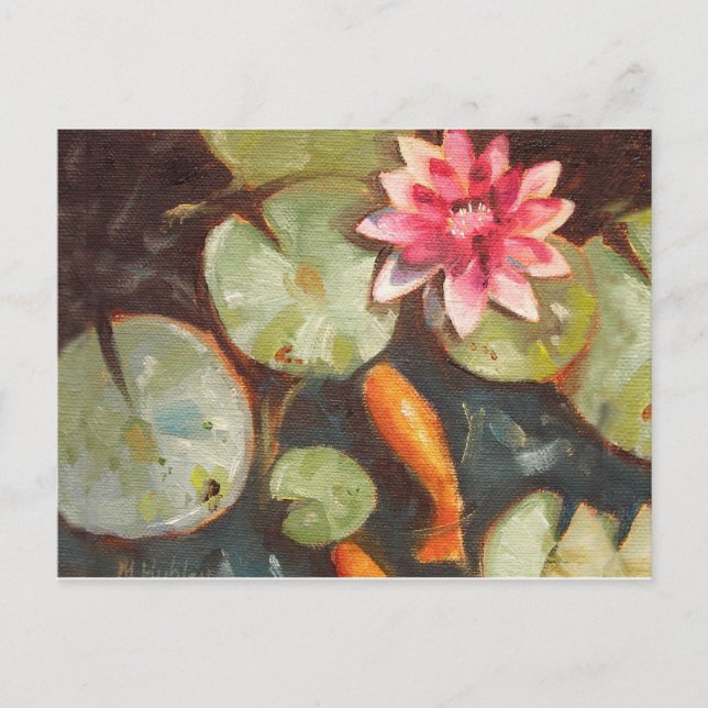 Goldfish Koi Pond Water Lilies Postkarte (Vorderseite)