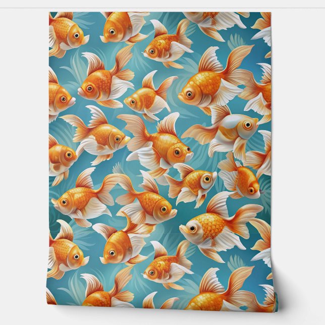 Goldfish Muster | Tapete und Vorhangdesign (Abrollen)