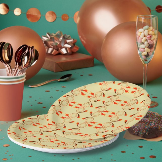 Goldfish Orange Geometrisches Muster Pappteller (Multi)