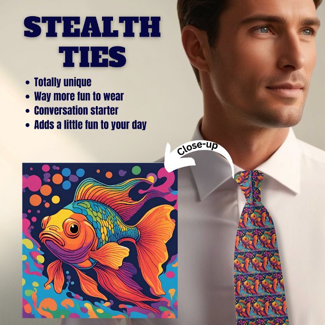 Goldfish Orange und Blue Neck Tie Krawatte (Von Creator hochgeladen)
