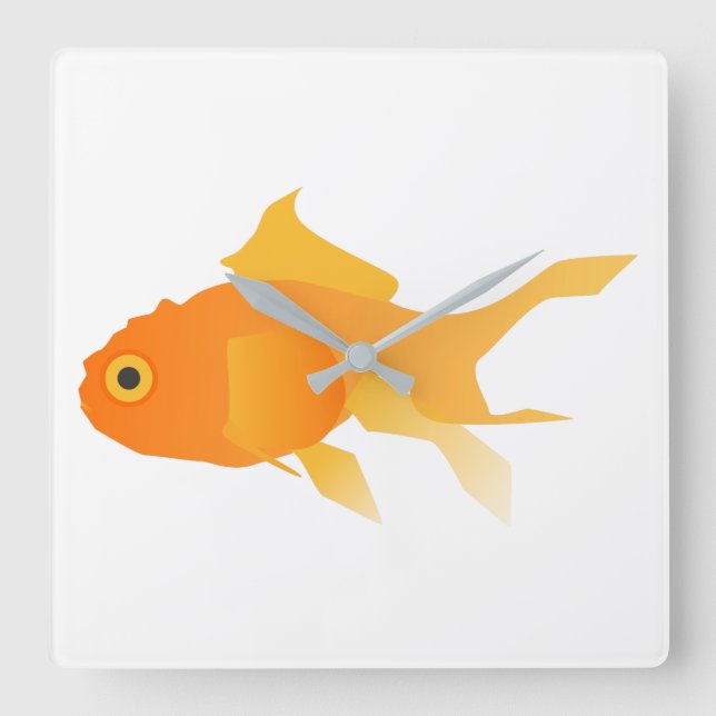 Goldfish Quadratische Wanduhr (Vorderseite)