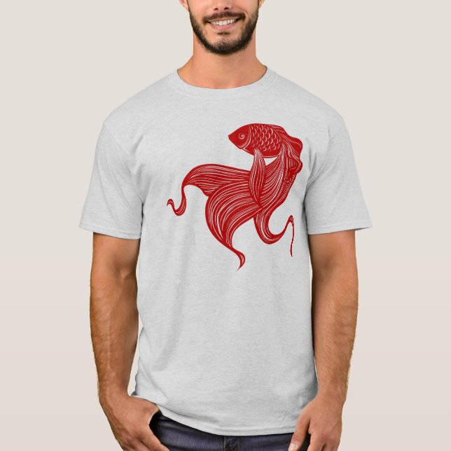 Goldfish-Raute-T - Shirt mit Scheren (Vorderseite)