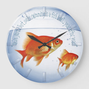 Goldfish Schüssel Uhr, wünschten Sie wären hier Ve Große Wanduhr