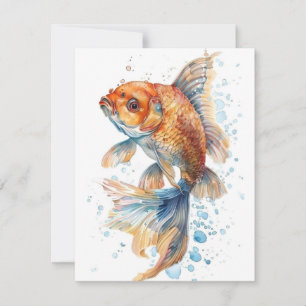 Goldfish-Studie in Aquarellfarben Feiertagskarte