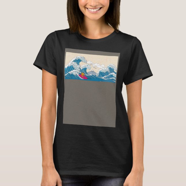 GoldFish Surfing Great Wave Off Kanagawa Surfer T-Shirt (Vorderseite)