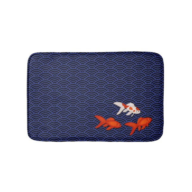 Goldfish über Seigaiha Pattern Japanisch Badematte (Vorderseite)