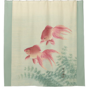 Goldfish Vintager Japanischer Holzblock Duschvorhang