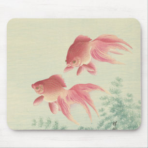 Goldfish Vintager Japanischer Holzblock Mousepad