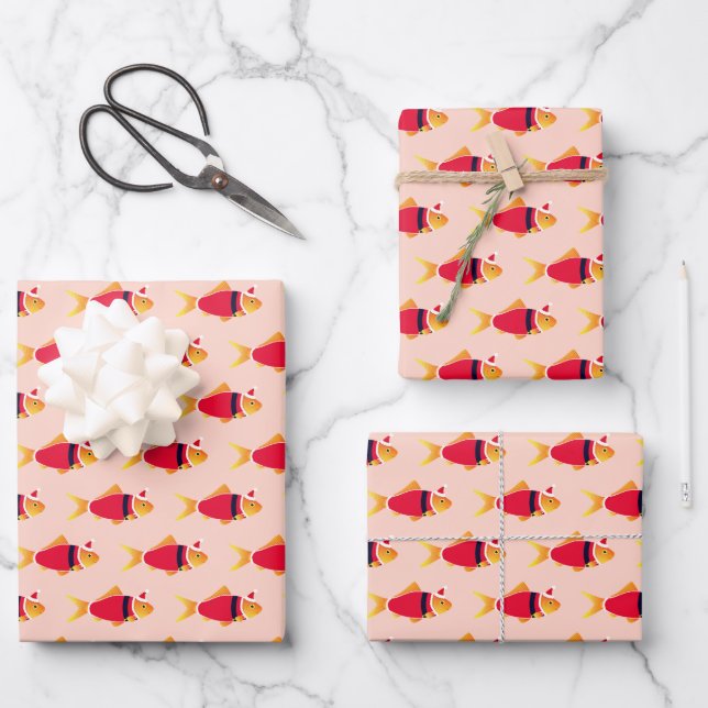 Goldfish Weihnachtswrapping Paper Sheets Geschenkpapier Set (Vorderseite)