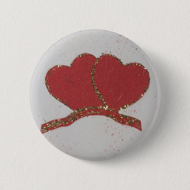 Goldfleck des roten Herzens Button (Vorderseite)