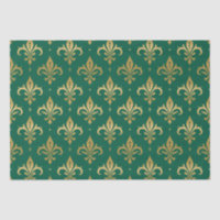 Goldfleur-de-lis-nahtloses Muster auf grün