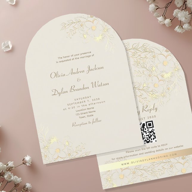 Goldfloral QR Code Hochzeit Einladung (Von Creator hochgeladen)