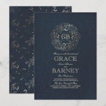 Goldfloraldraht Monogramm Vintage Hochzeit der Mar