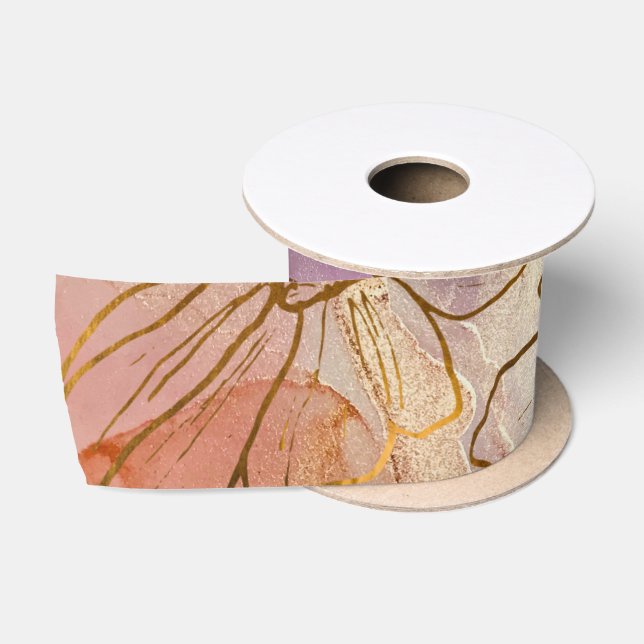 Goldflorale Abstrakte Pastete Satinband (Spule)