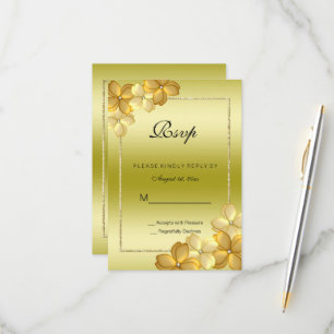 Goldflorale Dekoration und Glitzer 60. Geburtstag RSVP Karte