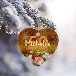 Goldflorale des Geburtstags, Monogrammname Keramik Ornament