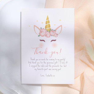 Goldflorale Magische Einhorn Girl Geburtstagsparty Dankeskarte