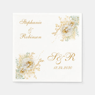Goldflorale Monogram Logo-Hochzeit Serviette