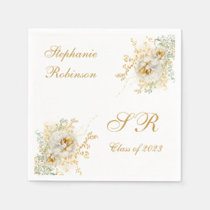 Goldflorale Monogramm-Abschluss Serviette