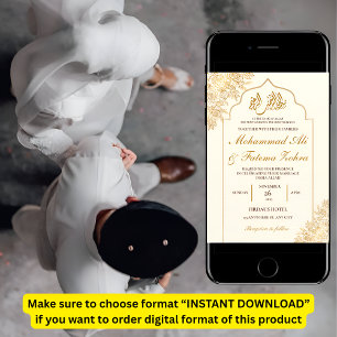 Goldflorale Moschee Elegance Moslem Hochzeit Nikah Einladung