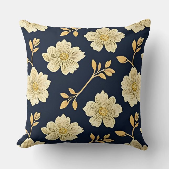 Goldflorale Motive Kissen (Vorderseite)