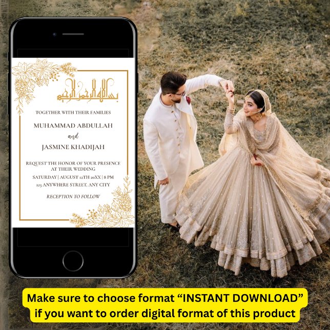 Goldflorale Rahmen islamische Hochzeit Einladung (Von Creator hochgeladen)