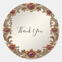 Goldflorale Rahmen mit Rot-Stein-Aufkleber