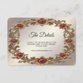 Goldflorale Rahmen mit Roten Steinen - Details Begleitkarte