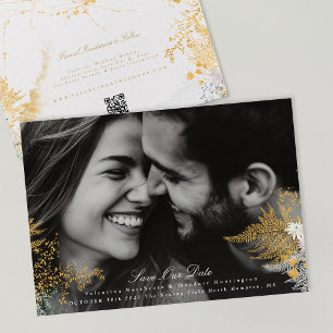Goldflorale von whimsey Foto Hochzeitswebsite QR-C Save The Date