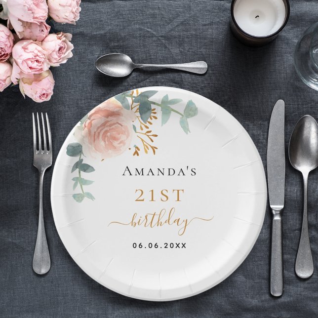 Goldflorchen der Rose Eukalyptus Pappteller (Von Creator hochgeladen)