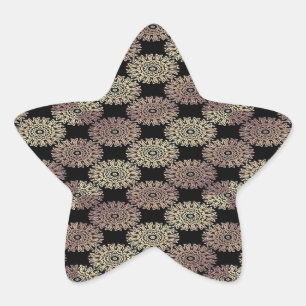 Goldflorendamast in schwarz Stern-Aufkleber