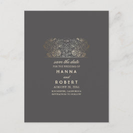 Goldflorenland Save the Date Vintag Ankündigungspostkarte